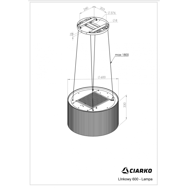 Ciarko Design Monolight W White Cm Okap Wyspowy Przedsprzeda