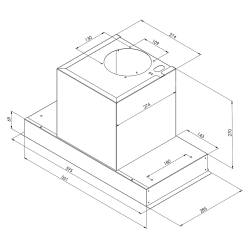 Okap do zabudowy Toflesz Lumino: inox czarne szkło, 850m3/h,  60 cm